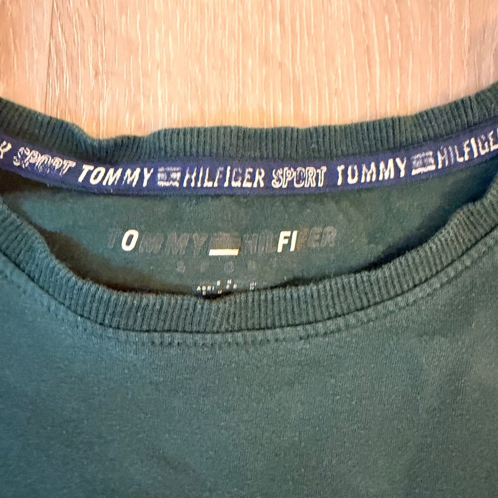 Tommy Hilfiger Sport Forest Green Logo Cropped T-Shirt Size M - Picture 5 of 5
